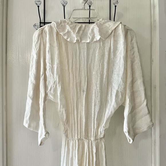 Sybil Vintage White Tweed-Knit Ruffled Maxi Dress - Picture 6 of 10